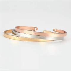 316L Stainless Steel Cuff Bracelets, Best Quality Beginner Charm Bangles Shiny Side Bracelets for Kids
