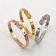 Rose Gold Stainless Steel Bracelet , Multi Style Hinged Bracelet