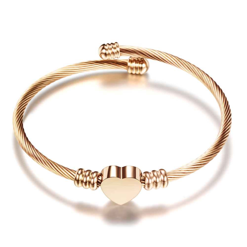 18K Stainless Steel Bracelet Women , Heart Shape Gold Plated Stainless Steel Bracelet Jewelry