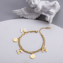 Stainless Steel Paper Clip Chain Bracelet, Gold Plated Women's Bracelet Jewelry