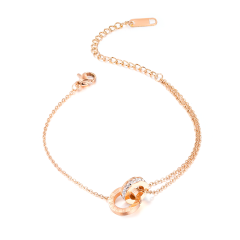 Zircon Women's Diamond Bracelet , Women's Stainless Steel Jewelry Fashion Thin Diamond Pendant Clover Gold