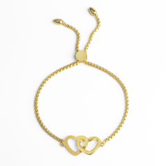 18K Stainless Steel Bracelet For Women , Heart Shape Gold Plated Stainless Steel Bracelet Jewelry