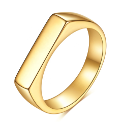 Women's Minimalist Stainless Steel Rings, Plain Flat Tops Simple Gold Rings