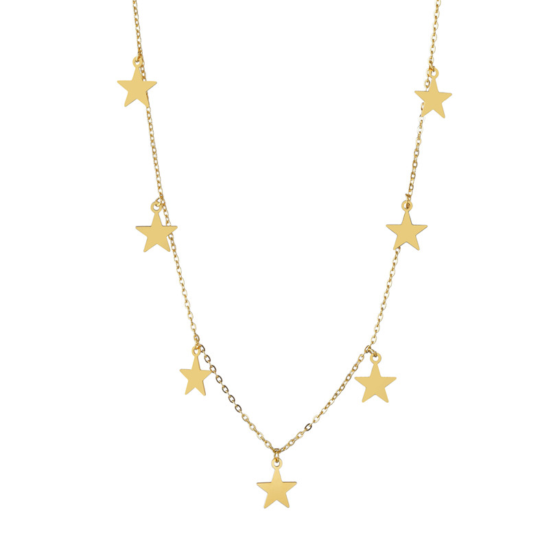 Women's Jewelry Stainless Steel Necklace , Gold Color Multi Star Necklace
