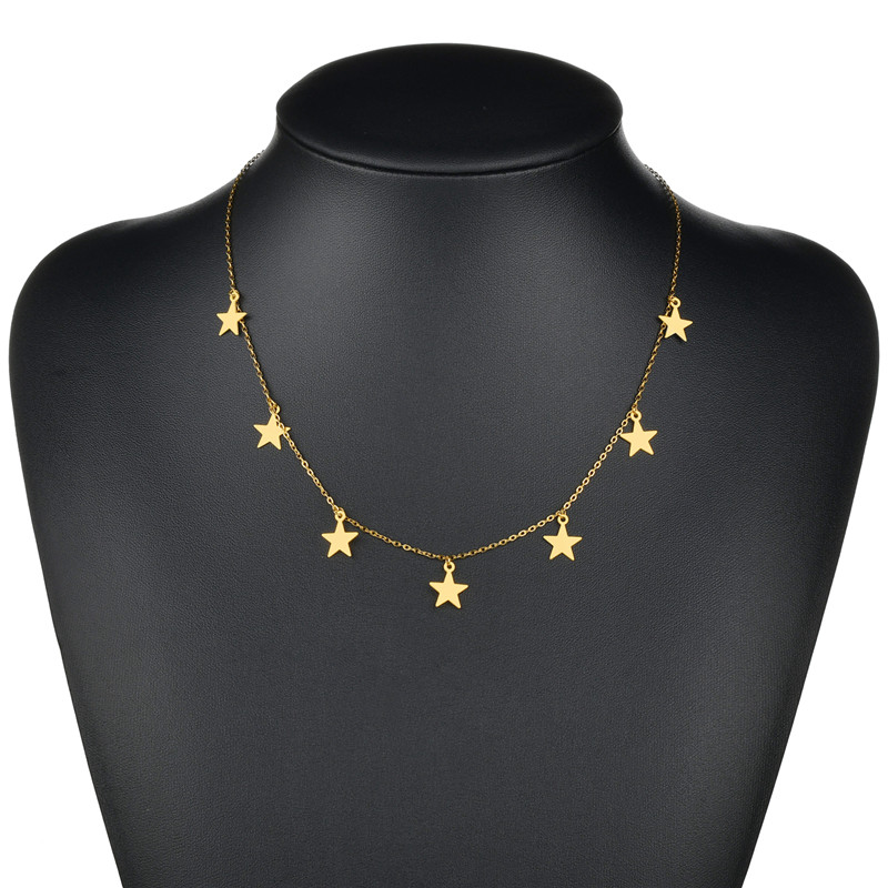 Women's Jewelry Stainless Steel Necklace , Gold Color Multi Star Necklace