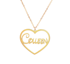 316L Stainless Steel Necklace Big Heart Pendant Name Personalized DIY Name Necklace