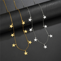 Women's Jewelry Stainless Steel Necklace , Gold Color Multi Star Necklace