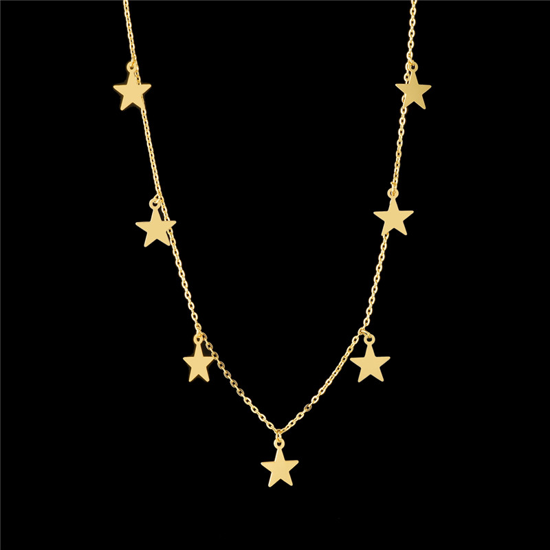Women's Jewelry Stainless Steel Necklace , Gold Color Multi Star Necklace