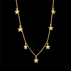 Women's Jewelry Stainless Steel Necklace , Gold Color Multi Star Necklace