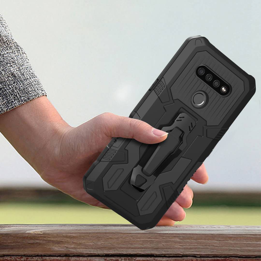 Kickstand Armor Dropproof PC TPU Hybrid Case with Magnetic Metal Sheet for iPhone XS/X 5.8-inch - Black