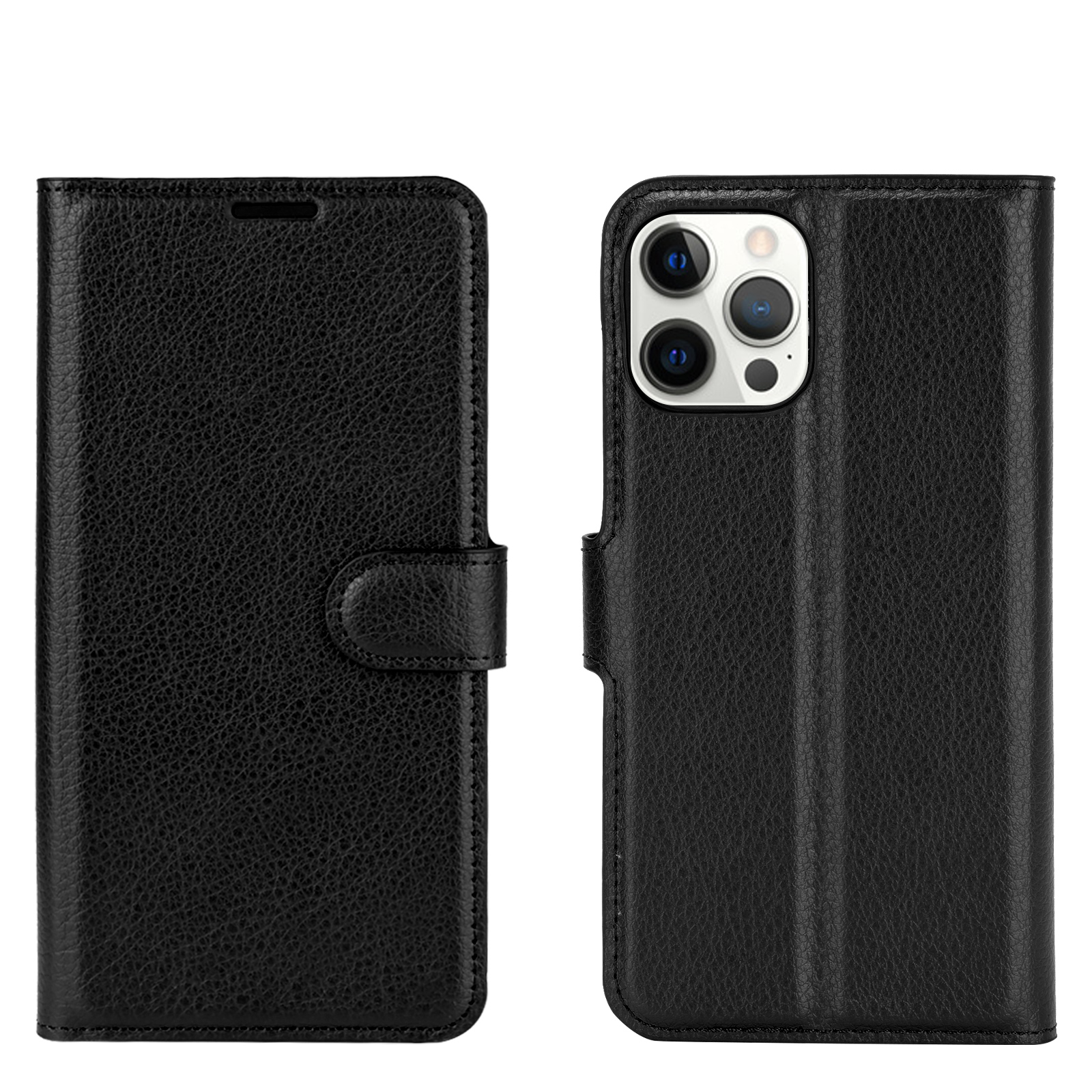 Lychee Grain Wallet Leather Phone Case for Huawei P10 Plus - Black