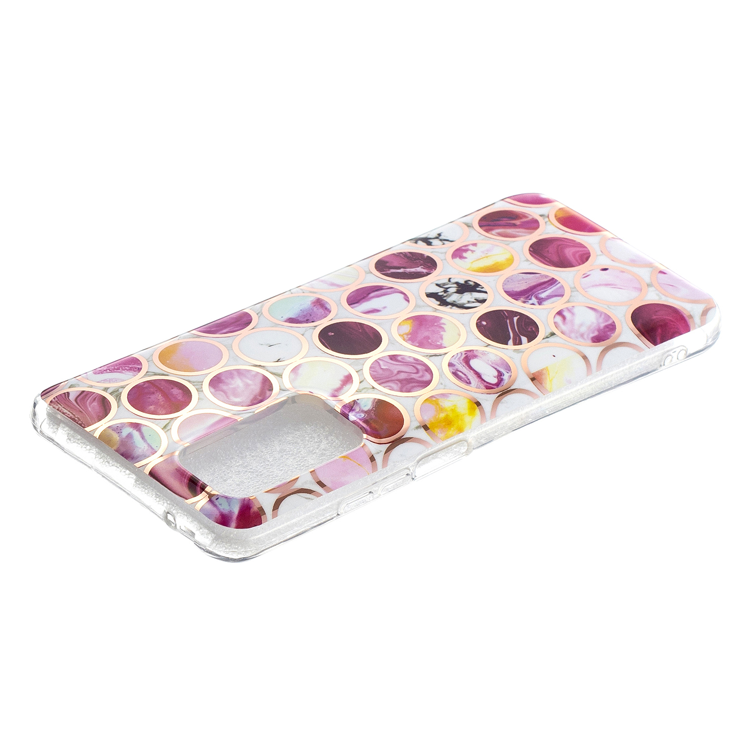 Marble Pattern Protector Plating IMD TPU Phone Shell for Samsung A32 4G- Cherry glitter