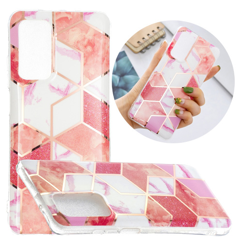 Marble Pattern Protector Plating IMD TPU Phone Shell for Samsung A32 4G- Cherry glitter