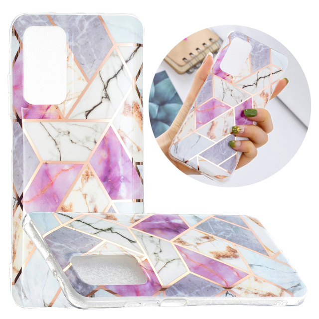 Marble Pattern Protector Plating IMD TPU Phone Shell for Samsung A32 4G- Cherry glitter