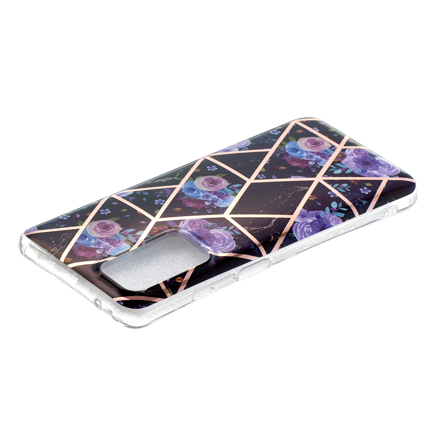 Marble Pattern Protector Plating IMD TPU Phone Shell for Samsung A32 4G- Cherry glitter