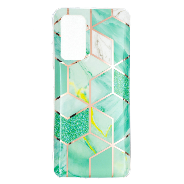 Marble Pattern Protector Plating IMD TPU Phone Shell for Samsung A32 4G- Cherry glitter