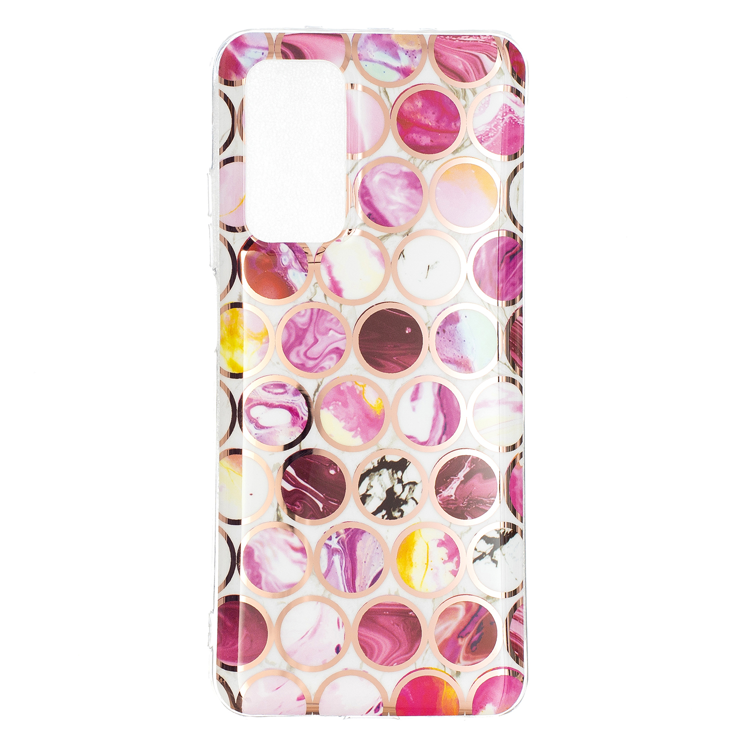 Marble Pattern Protector Plating IMD TPU Phone Shell for Samsung A32 4G- Cherry glitter
