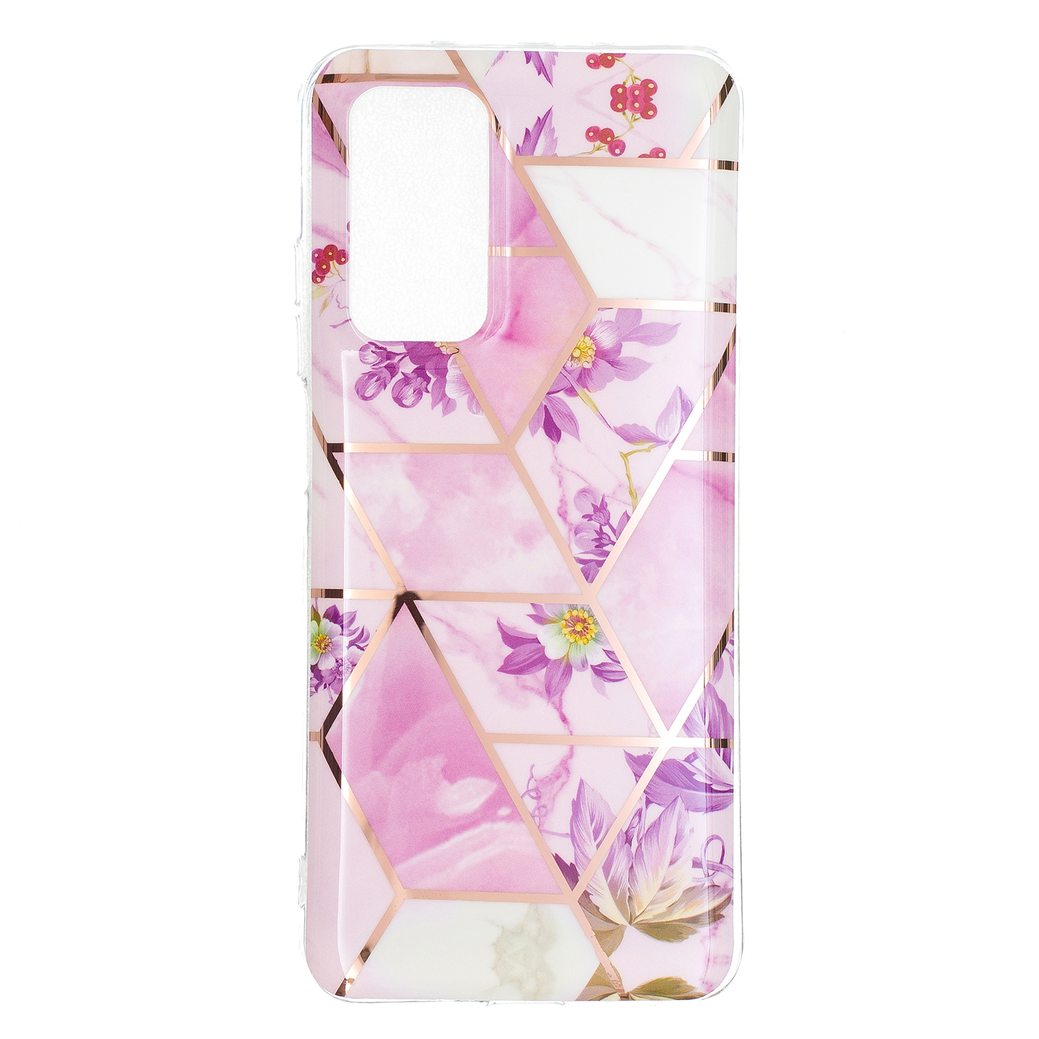 Marble Pattern Protector Plating IMD TPU Phone Shell for Samsung A32 4G- Cherry glitter