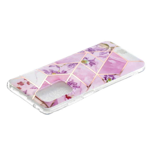 Marble Pattern Protector Plating IMD TPU Phone Shell for Samsung A32 4G- Cherry glitter