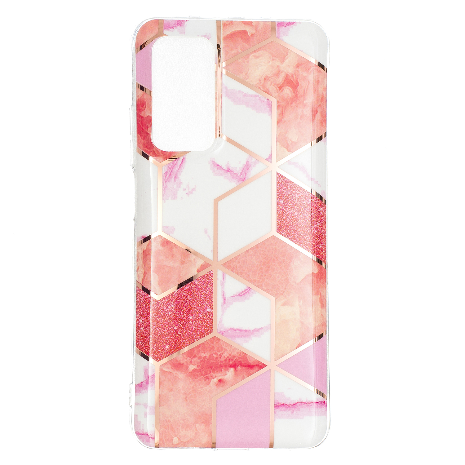 Marble Pattern Protector Plating IMD TPU Phone Shell for Samsung A32 4G- Cherry glitter