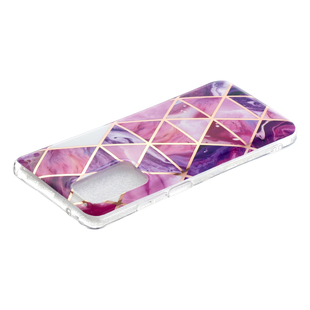 Marble Pattern Protector Plating IMD TPU Phone Shell for Samsung A32 4G- Cherry glitter