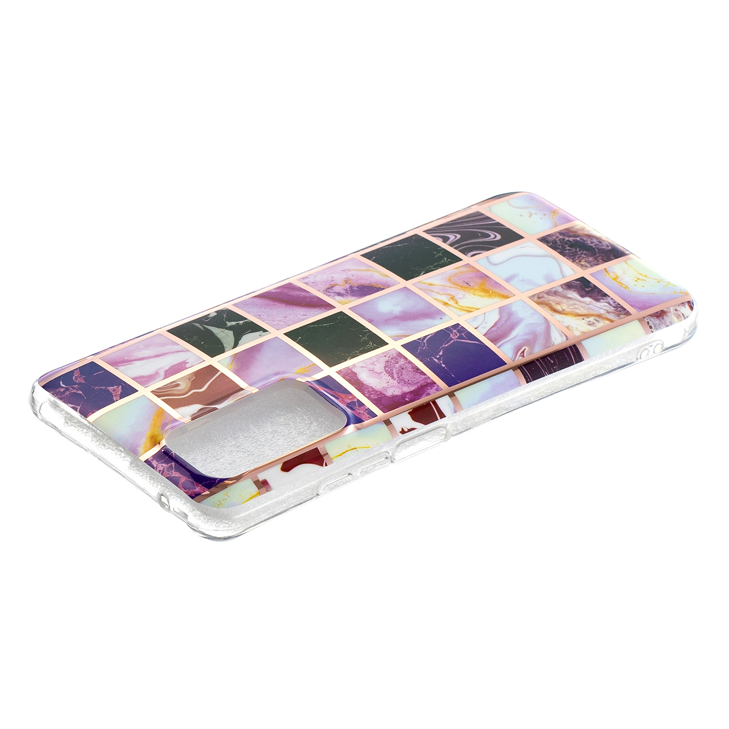 Marble Pattern Protector Plating IMD TPU Phone Shell for Samsung A32 4G- Cherry glitter