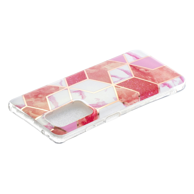Marble Pattern Protector Plating IMD TPU Phone Shell for Samsung A32 4G- Cherry glitter