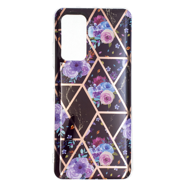 Marble Pattern Protector Plating IMD TPU Phone Shell for Samsung A32 4G- Cherry glitter