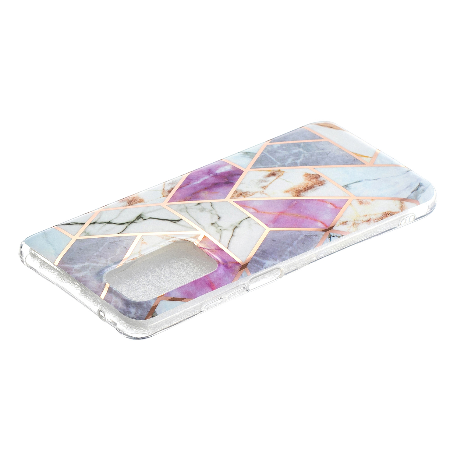 Marble Pattern Protector Plating IMD TPU Phone Shell for Samsung A32 4G- Cherry glitter