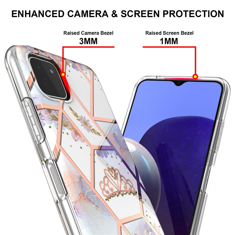 IMD IML Marble Flower Pattern Anti-Drop TPU Phone Case for Samsung Galaxy S20FE- Crown