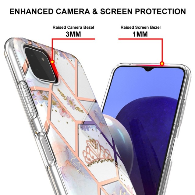 IMD IML Marble Flower Pattern Anti-Drop TPU Phone Case for Samsung Galaxy S20FE- Crown