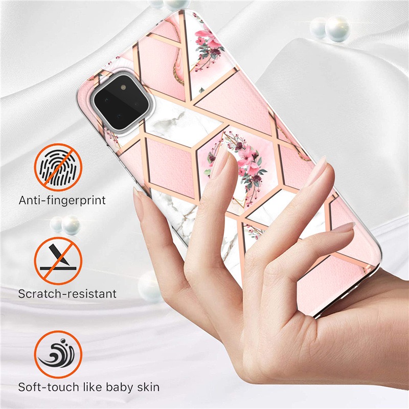 IMD IML Marble Flower Pattern Anti-Drop TPU Phone Case for Samsung Galaxy S20FE- Crown