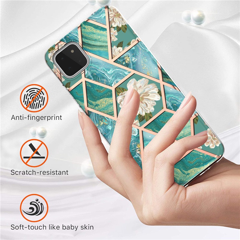 IMD IML Marble Flower Pattern Anti-Drop TPU Phone Case for Samsung Galaxy S20FE- Crown