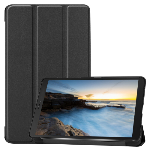 Tri-fold Stand PU Leather Flip Case for Samsung Galaxy Tab A7 Lite 8.7 inch 2021 SM-T220/T225- Black
