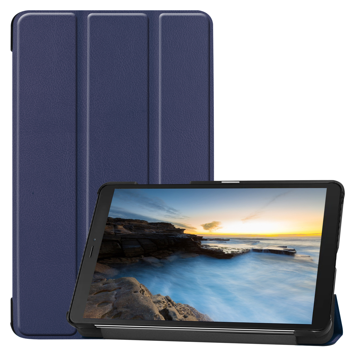 Tri-fold Stand PU Leather Flip Case for Samsung Galaxy Tab A7 Lite 8.7 inch 2021 SM-T220/T225- Black