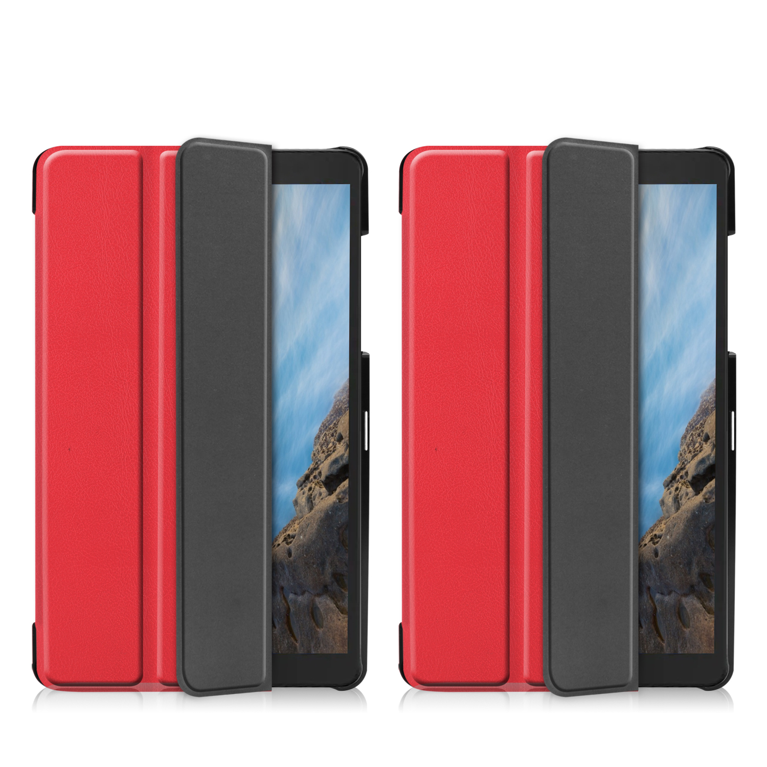 Tri-fold Stand PU Leather Flip Case for Samsung Galaxy Tab A7 Lite 8.7 inch 2021 SM-T220/T225- Black