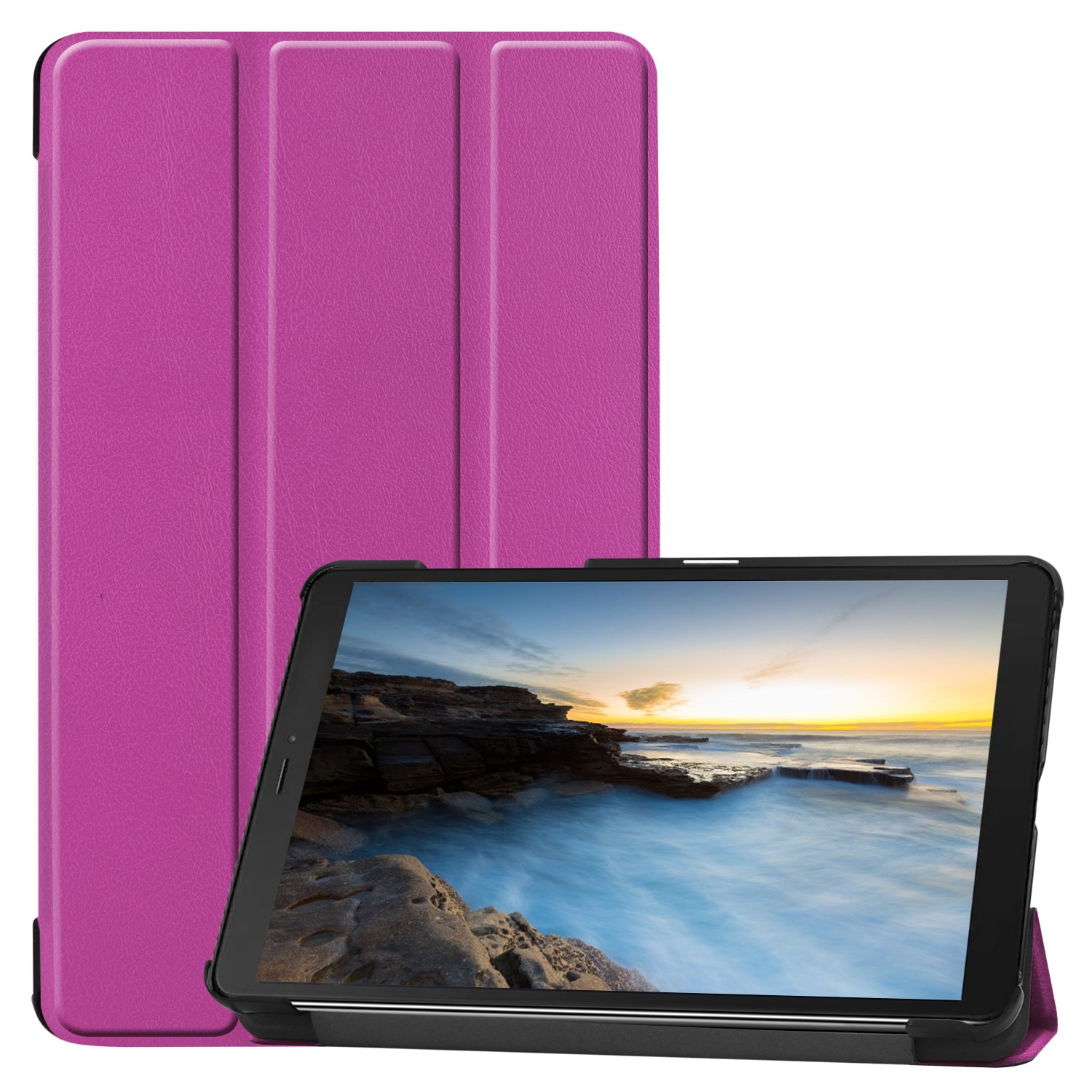 Tri-fold Stand PU Leather Flip Case for Samsung Galaxy Tab A7 Lite 8.7 inch 2021 SM-T220/T225- Black
