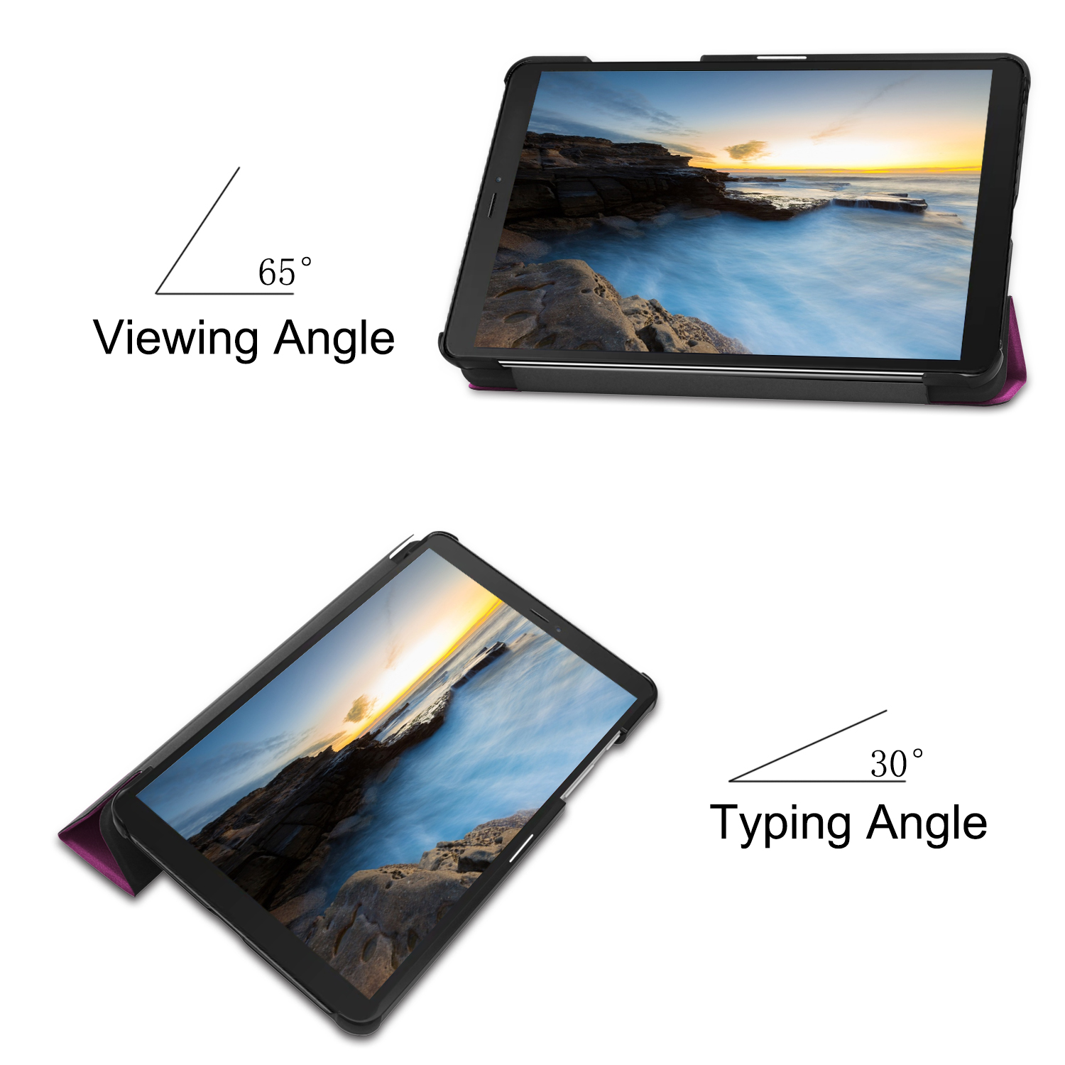 Tri-fold Stand PU Leather Flip Case for Samsung Galaxy Tab A7 Lite 8.7 inch 2021 SM-T220/T225- Black