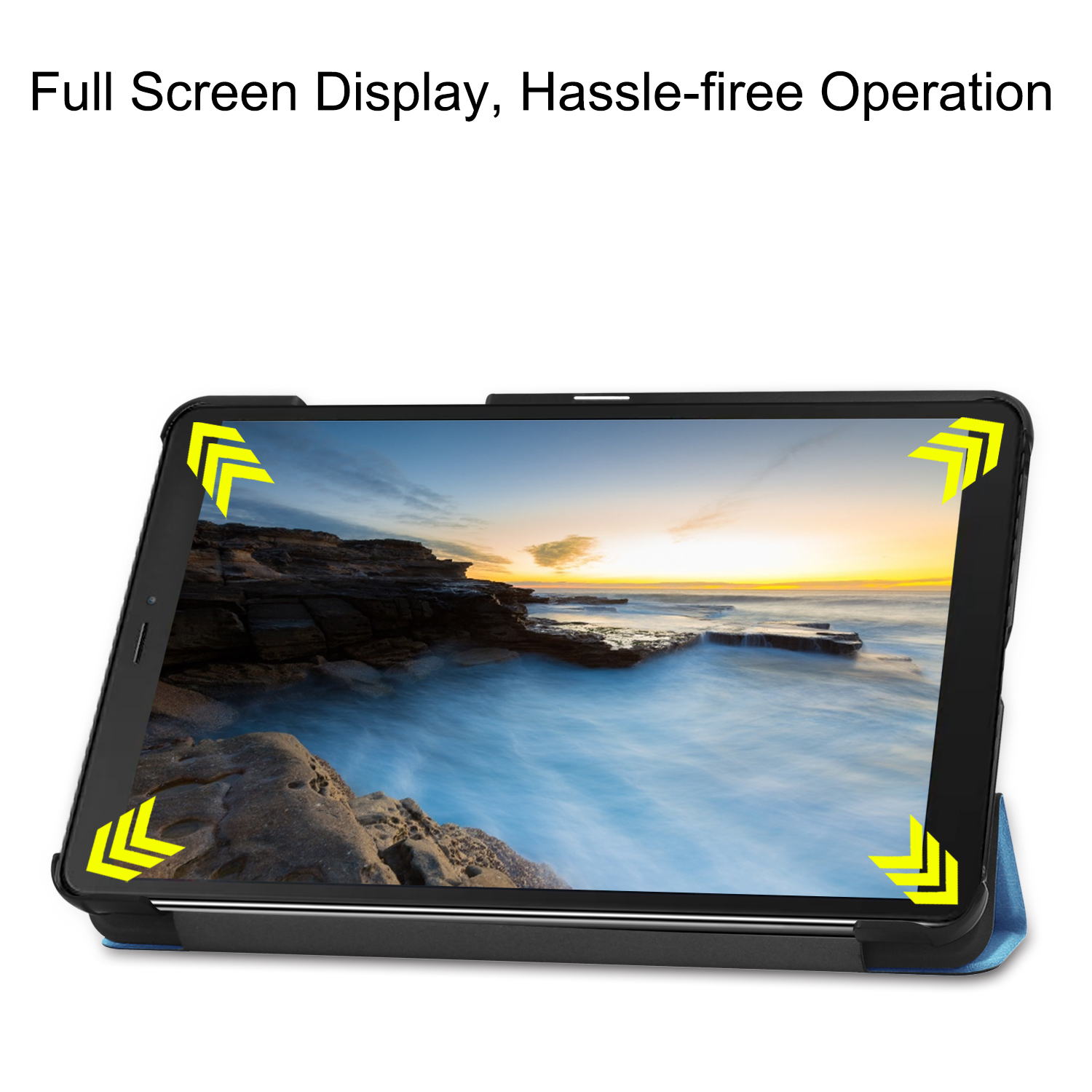 Tri-fold Stand PU Leather Flip Case for Samsung Galaxy Tab A7 Lite 8.7 inch 2021 SM-T220/T225- Black