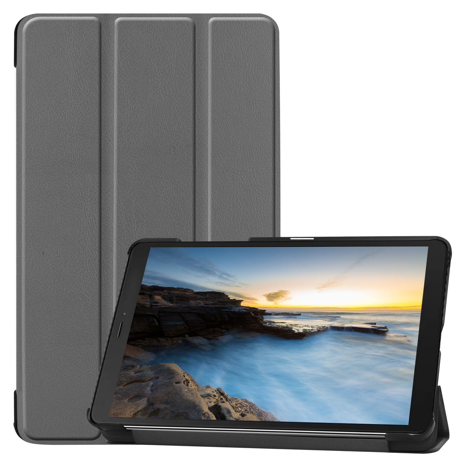 Tri-fold Stand PU Leather Flip Case for Samsung Galaxy Tab A7 Lite 8.7 inch 2021 SM-T220/T225- Black