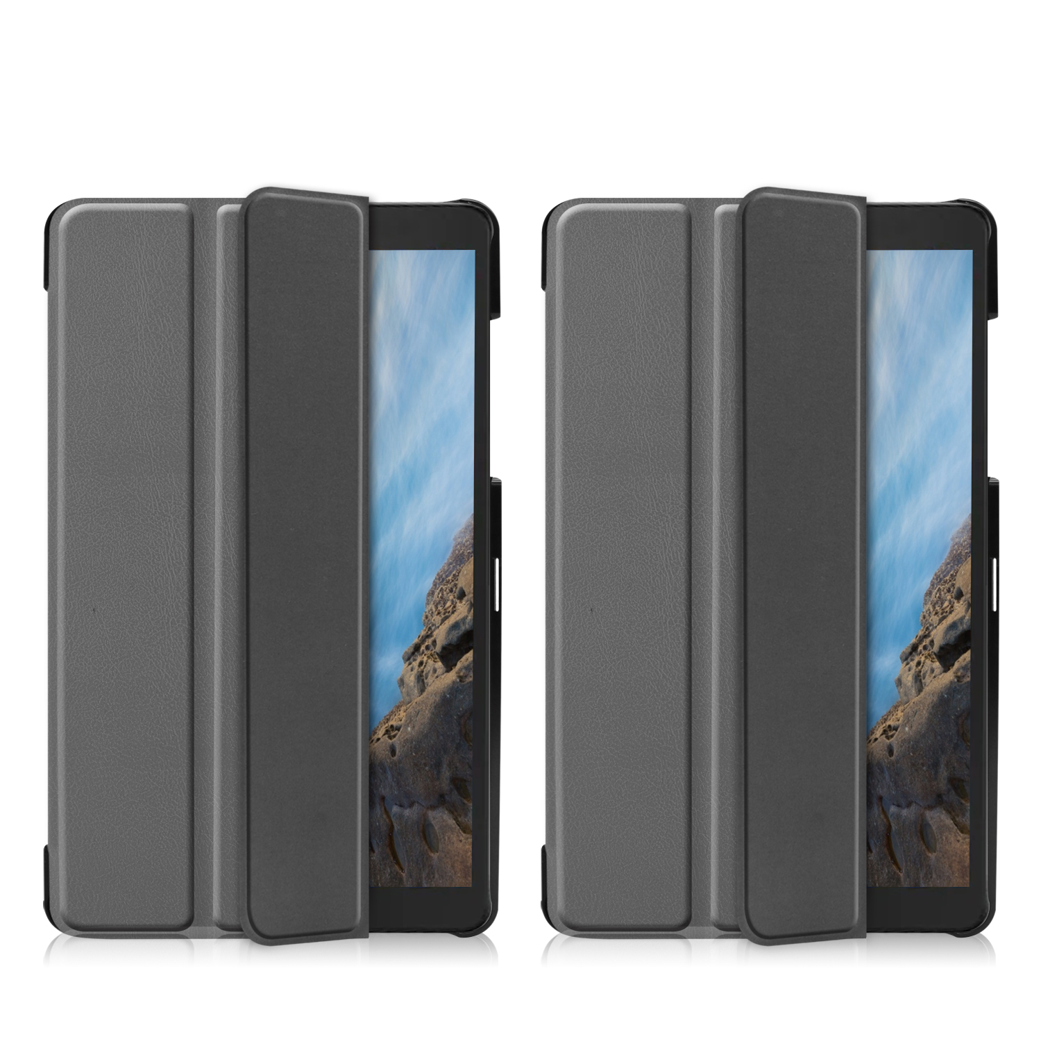 Tri-fold Stand PU Leather Flip Case for Samsung Galaxy Tab A7 Lite 8.7 inch 2021 SM-T220/T225- Black
