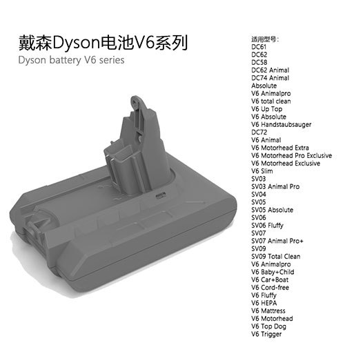 21.6V 2500mAh Dyson v7 battery for Dyson Vacuum Cleaner 968670-02 968670-03