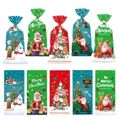 Merry Christmas Gift Plastic Bags Xmas Cookie New Year Candy Bag Custom Printed For Gift Packaging