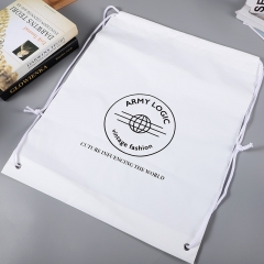 LDPE white plastic bag with drawstring shoulder bag