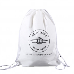 LDPE white plastic bag with drawstring shoulder bag
