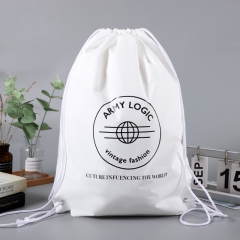 LDPE white plastic bag with drawstring shoulder bag