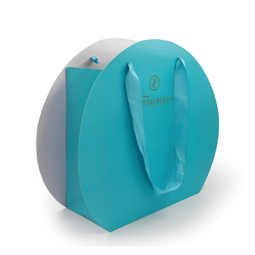 Customized gift paper shopping bag with ribbon