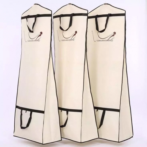 Non-Woven Suit Cover Dust-Proof Hanger with Travel Pockets Custom Printed Dress Garment Bags