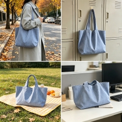 Striped thick-cotton tote bag