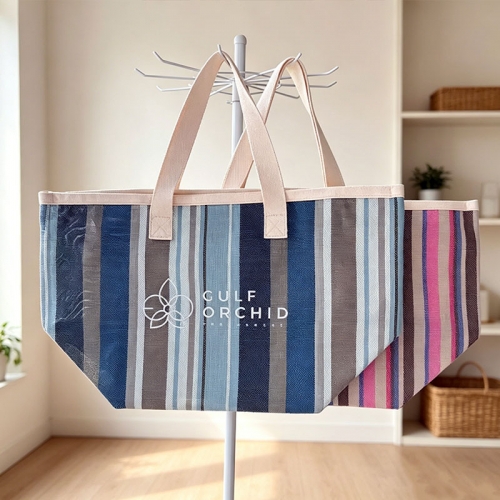 PVC-Woven Striped Tote Bag